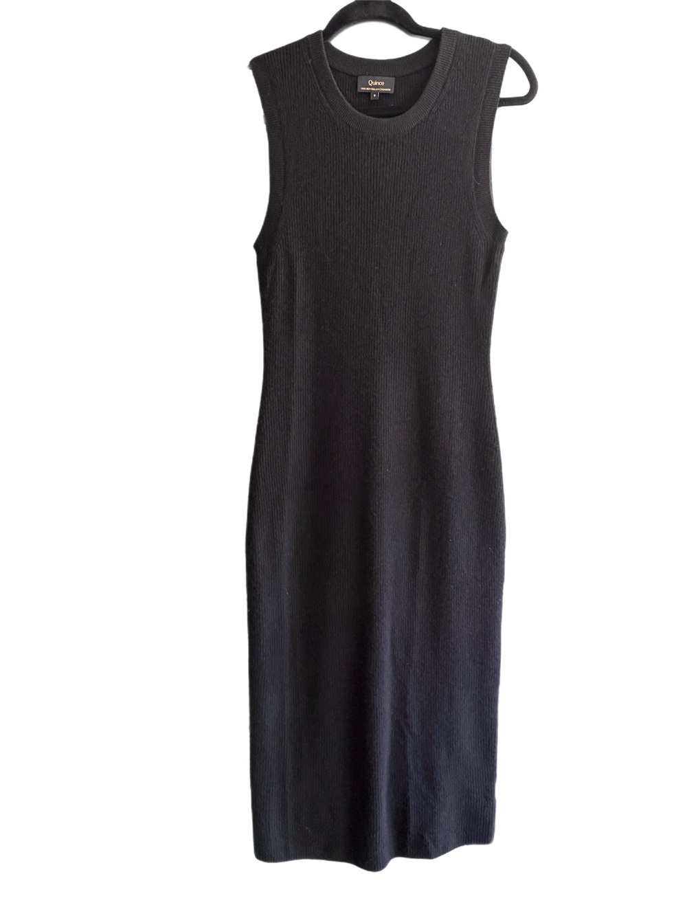 Quince Mongolian Black Cashmere Sleeveless Midi Sleeveless Dress - Picture 2 of 4